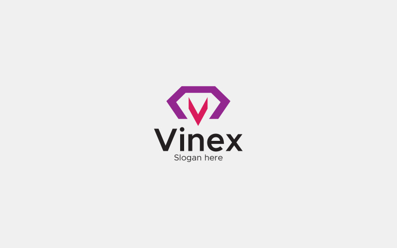 V Letter Vinex Logo Design Template