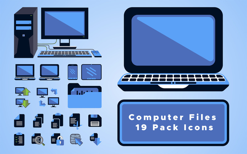 Icônes de pack d'ordinateurs et de fichiers