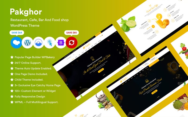 Pakghor - Restaurant, Café, Bar und Lebensmittelladen WordPress Theme