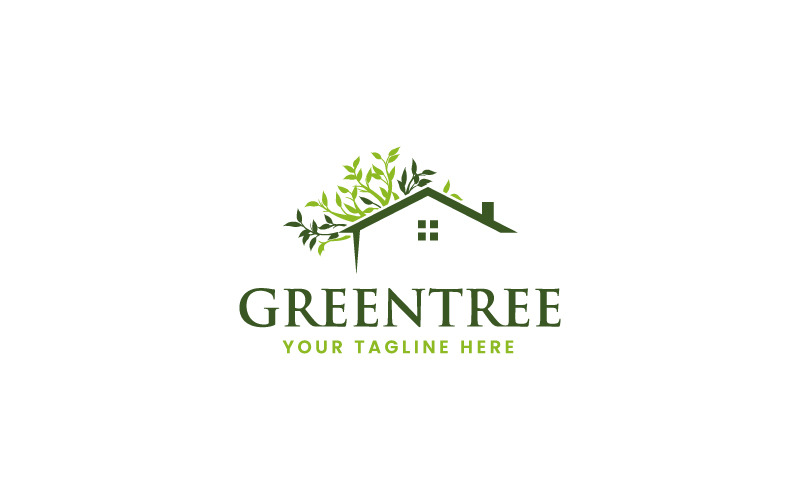 Plantilla de diseño de logotipo de árbol verde para empresas
