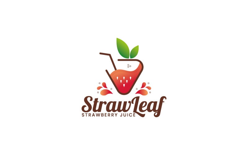Straw Leaf Juice Logo design Template For Business