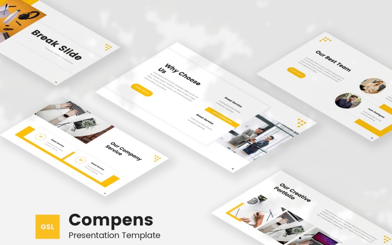 Compens — Modèle de diapositives Google de profil d'entreprise