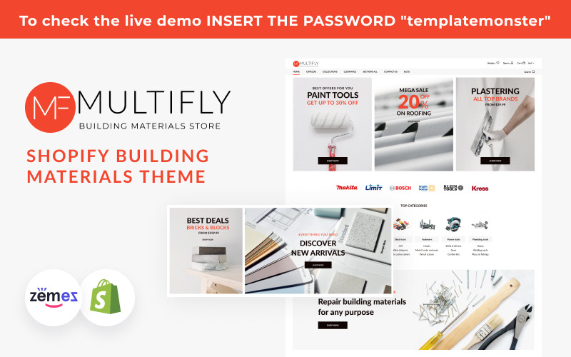 Multifly 建筑，Shopify 建筑材料主题