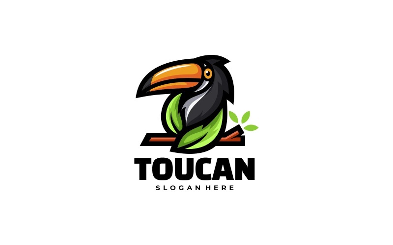 Plantilla de logotipo de mascota simple de tucán