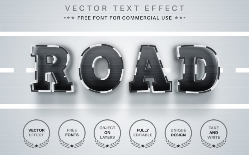 Road - Redigerbar texteffekt, typsnitt, grafisk illustration