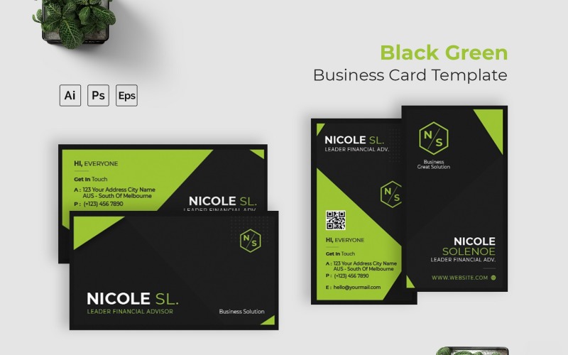 Чорно -зелений візитна картка