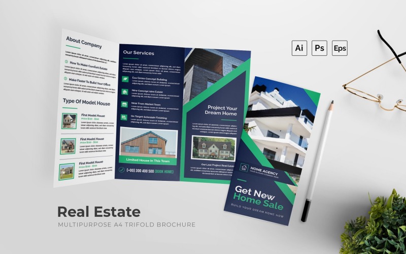 Immobilien-Trifold-Flyer