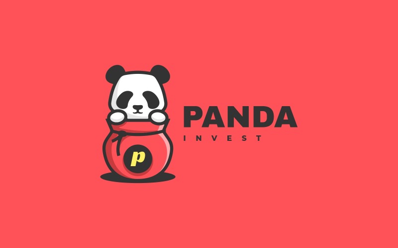 Logo jednoduchého maskota Panda Invest