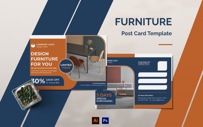 Plantilla de tarjeta postal de muebles