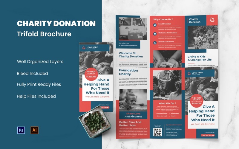 Трехкратная брошюра о благотворительных пожертвованиях