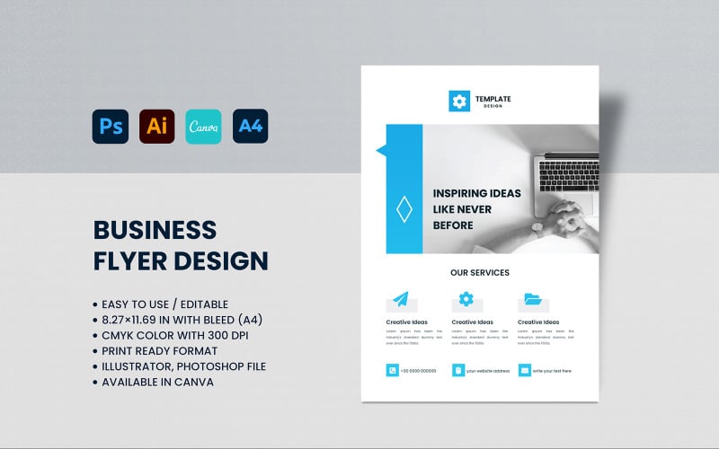 Дизайн флаера для чистого корпоративного бизнеса Canva