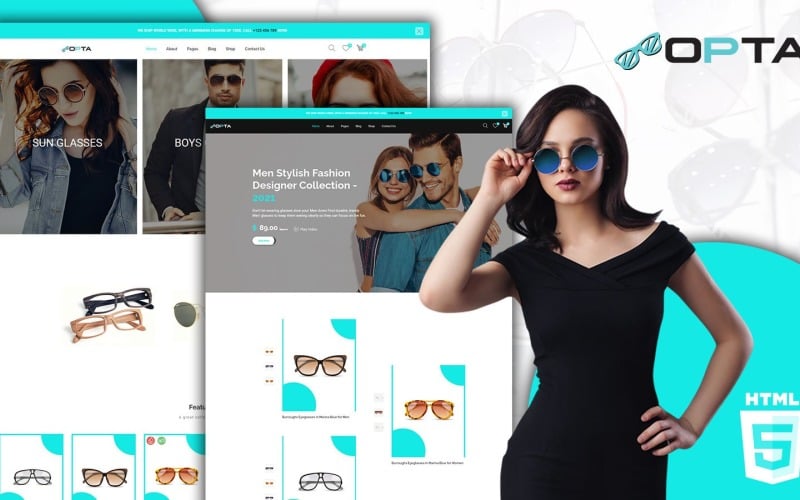 Modèle de site Web de magasin de lunettes polyvalentes Opta