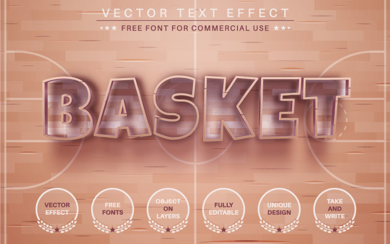 Time de basquete - Efeito de texto editável, estilo de fonte, ilustração gráfica