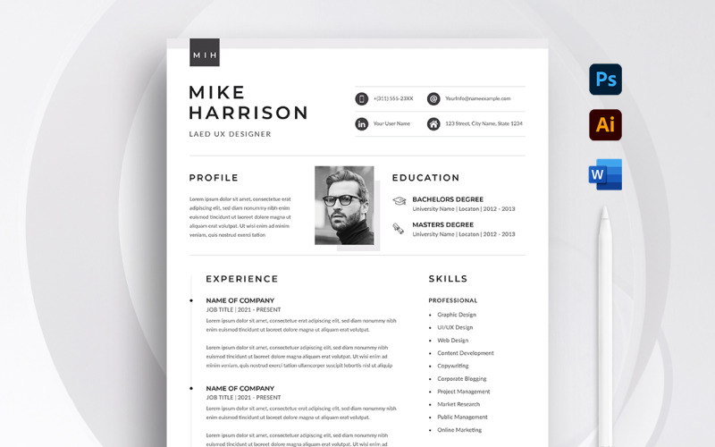 Modello di CV per curriculum pulito