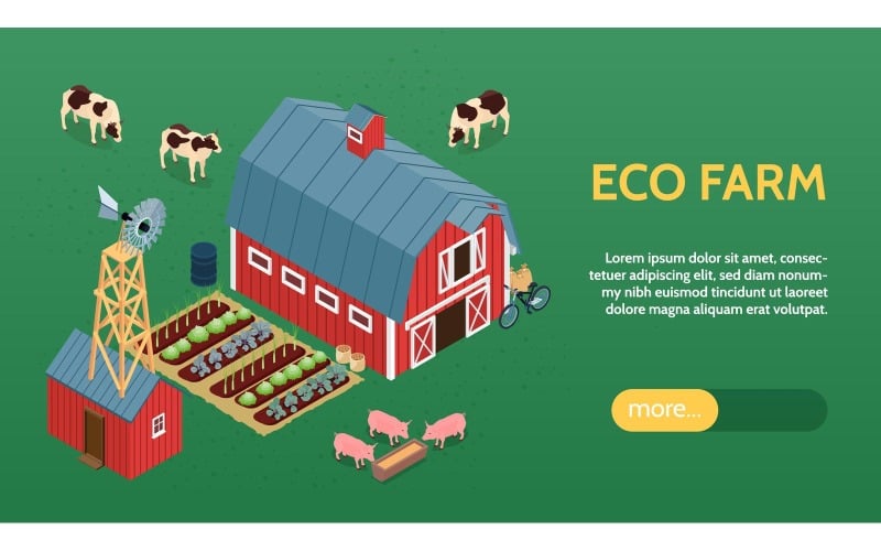 Isometric Farm Horizontal Banner 210403204 Vector Illustration Concept