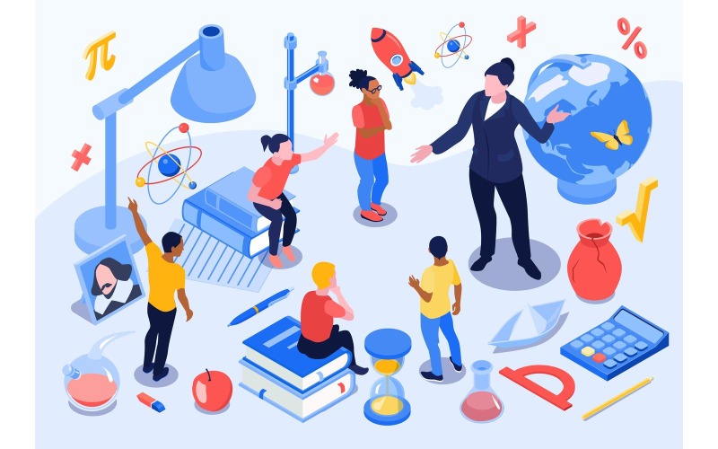 Isometrische Schulbildung Illustration 210303208 Vektor-Illustrationskonzept