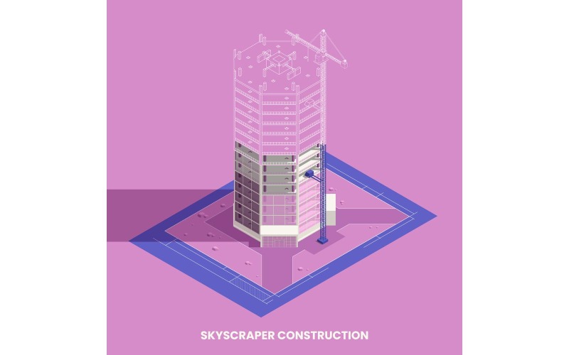 Construcción de rascacielos isométrica 210410158 concepto de ilustración vectorial