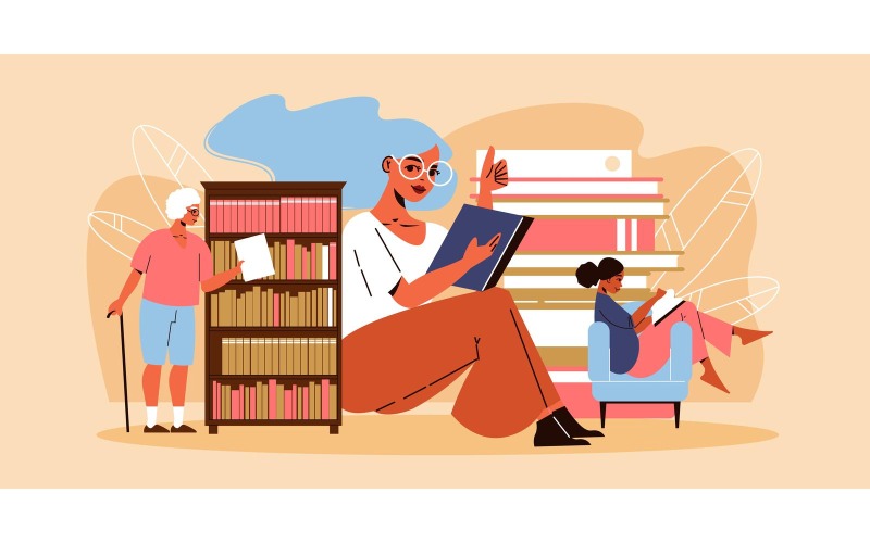 Leer libros Gente Ilustración 210360503 Concepto de ilustración vectorial