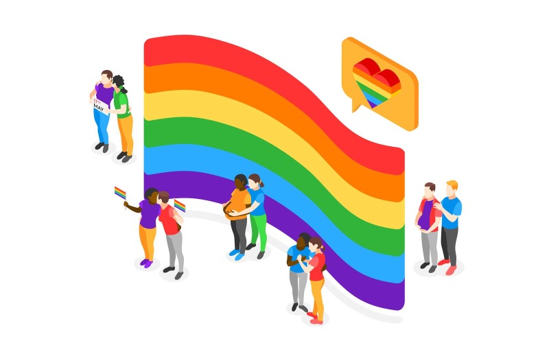 Международный день борьбы с гомофобией изометрические композиция 210330122 векторные иллюстрации концепции