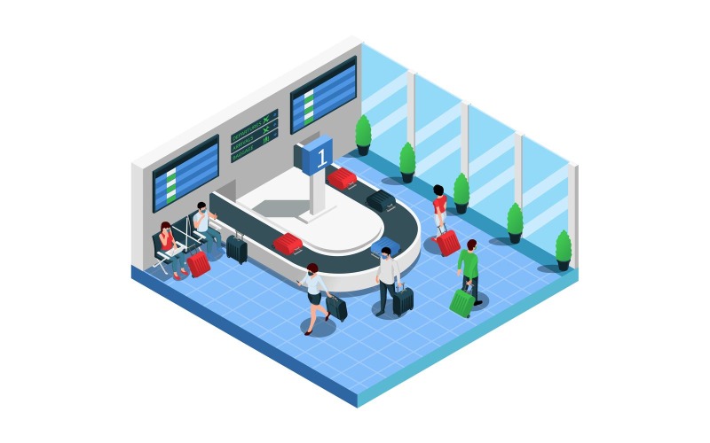 Airport Terminal Isometric Composition 2 210360721 Vector Illustration Concept