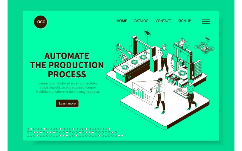 Akıllı Sanayi Tek Renkli İzometrik Web Sitesi 210360725 Vektör Çizim Kavramı