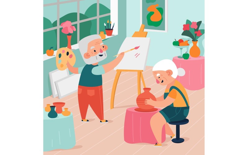 Idosos Estúdio criativo 210371005 Conceito de ilustração vetorial