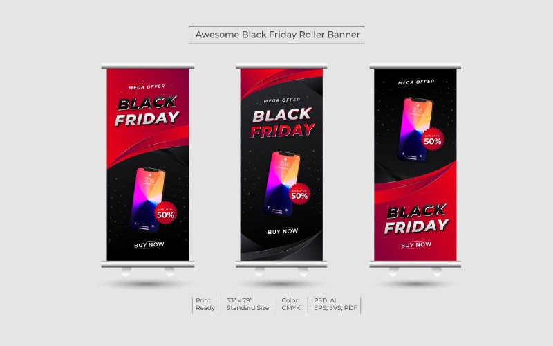Banner arrotolabile moderno Black Friday o Standee