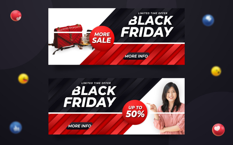 Conception de couverture Facebook Black Friday créative moderne sur les médias sociaux