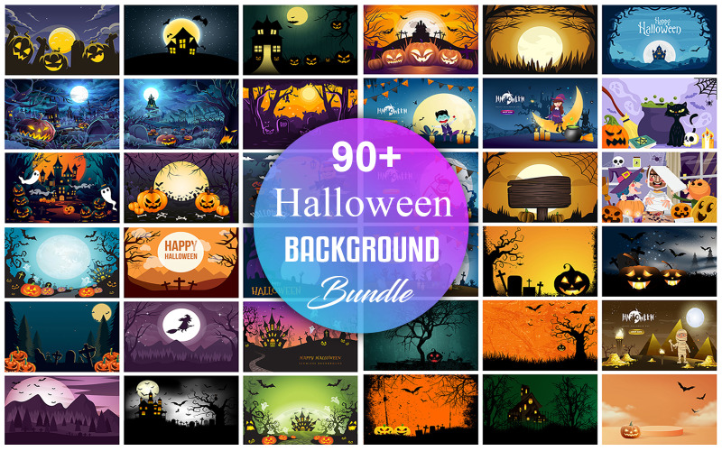 Halloween Background Bundle, Happy Halloween Background Bundle.