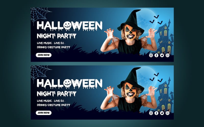 Halloween Party Social Media Facebook Cover cover template