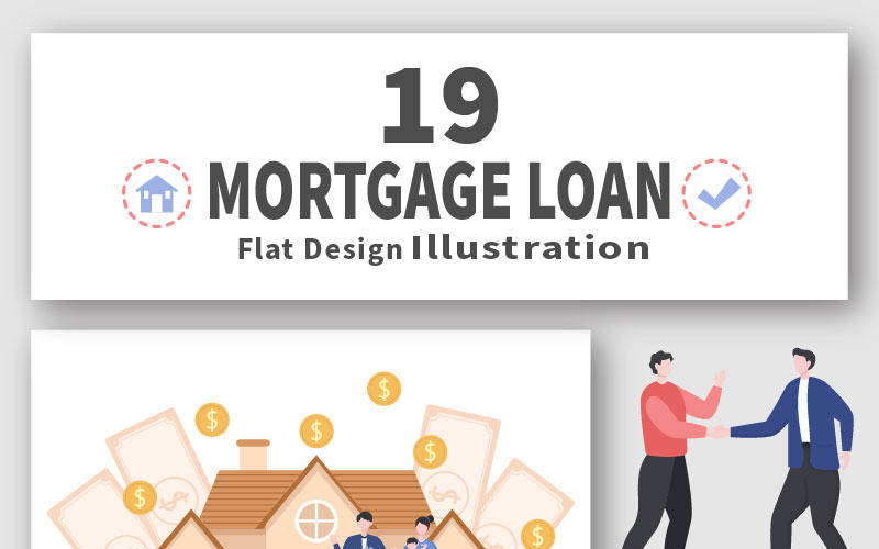 19 Hypoteční úvěr dluhové nástroje vektorové ilustrace