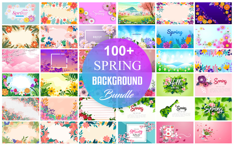 Spring Background Bundle, Happy Spring Background Bundle.