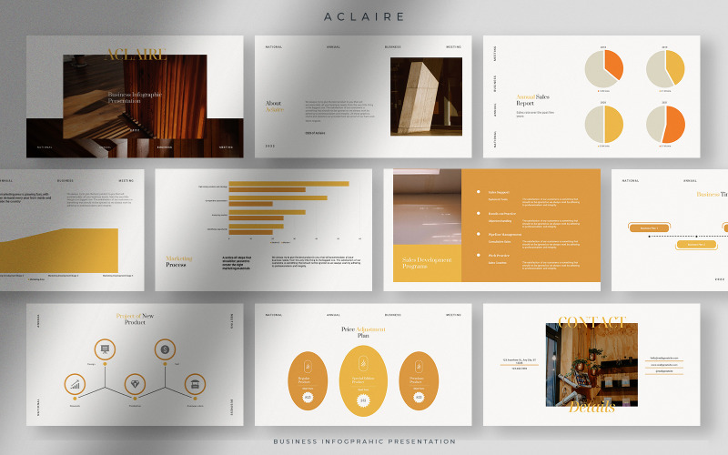 Aclaire - žlutá obchodní infografika prezentace