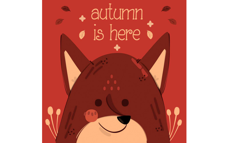 El otoño está aquí letras con ilustración de zorro