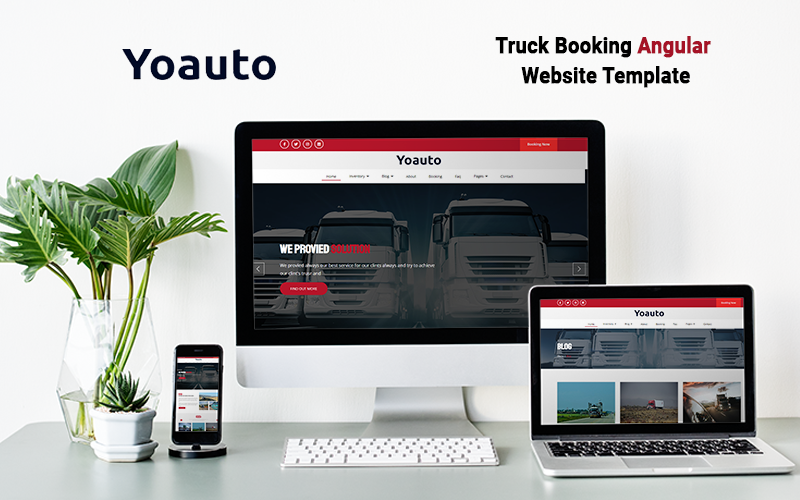 Кутовий шаблон веб -сайту для бронювання вантажівок Yoauto