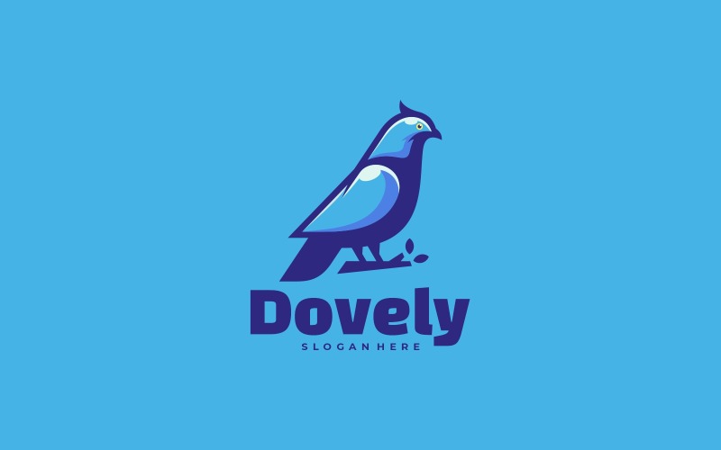 Modèle de logo de mascotte simple colombe