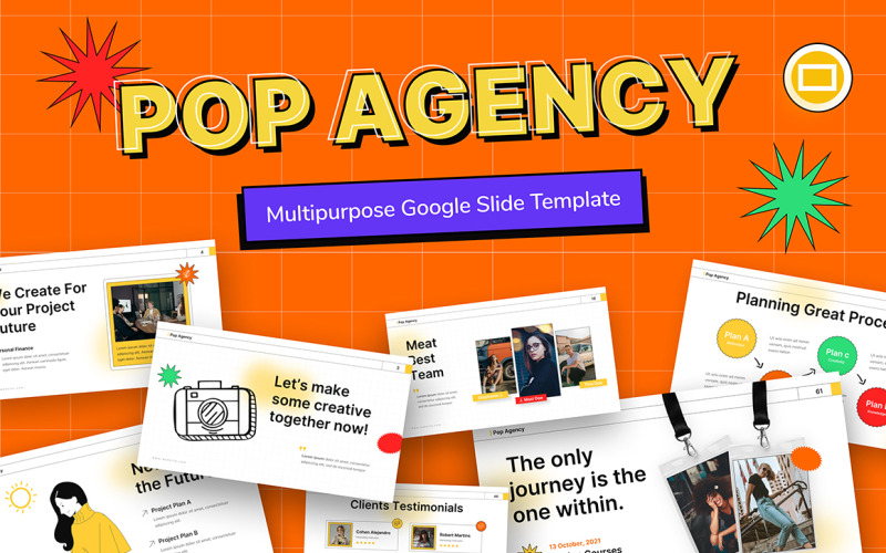 Modelo de slides do Google para agências de criação de pop