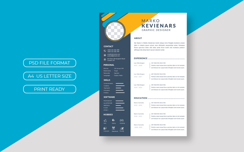 Riprendi layout con barra laterale ed elementi colorati