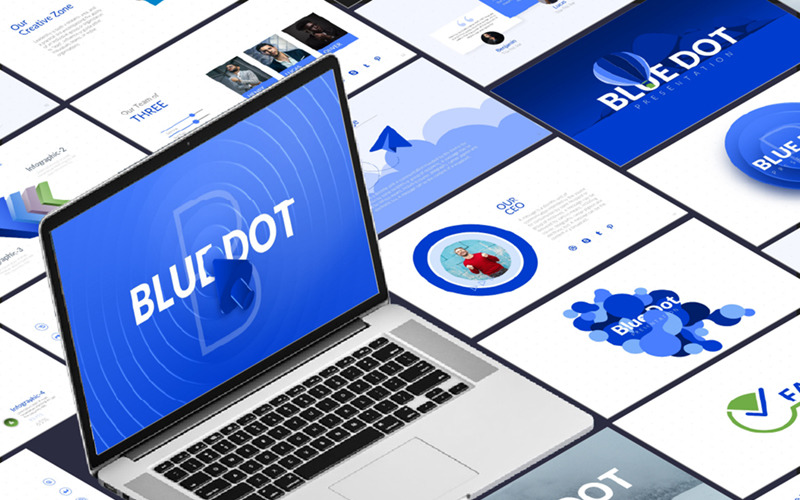 Blue Dot-üzleti infografikus PowerPoint-bemutató