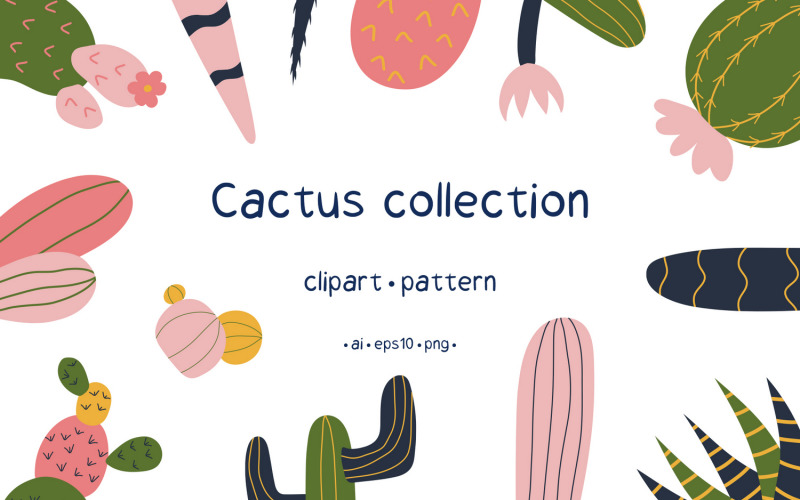 Colección de imágenes prediseñadas vectoriales de cactus EPS10