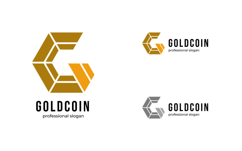 GC Harfi Altın Sikke Logo Şablonu