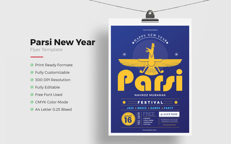 Modèle de Flyer de jour de l'an Parsi