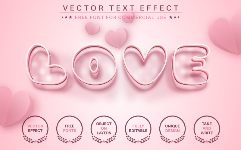 Сердце любви - редактируемый текстовый эффект, стиль шрифта