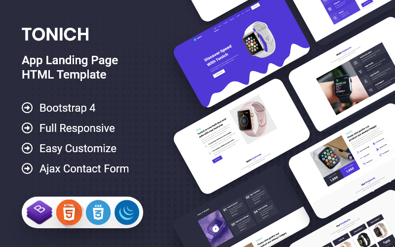 Tonich - 应用和产品登陆页面 HTML 模板