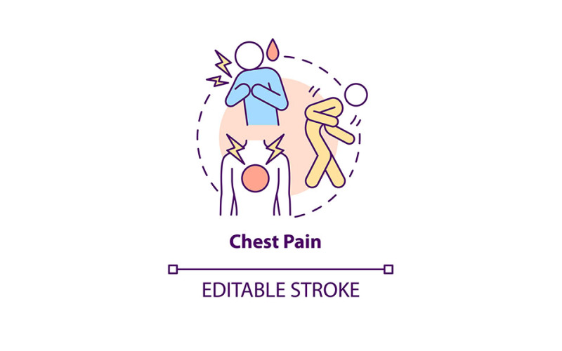 Icono de concepto de dolor de pecho. Síntoma de neumonía