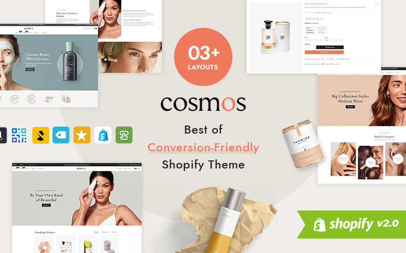 Многоцелевая тема Cosmos Shopify 2.0 для магазина косметики