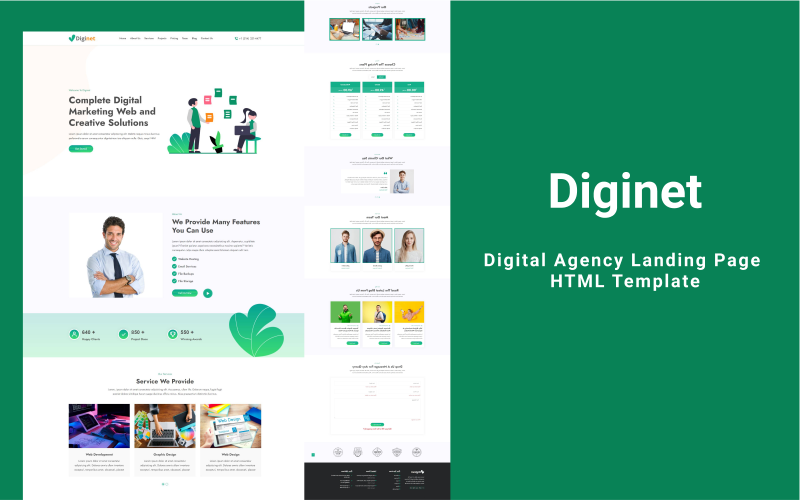 Diginet - HTML-sjabloon voor bestemmingspagina van digitaal bureau