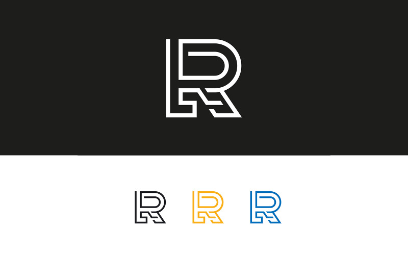 Litera R linia Logo szablon wektor projektu