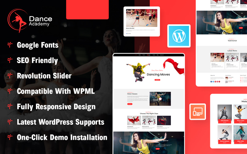 Tema WordPress da Academia de Dança