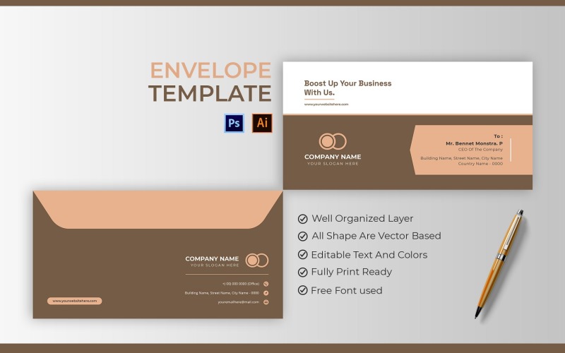 Circle Brown Business Envelope